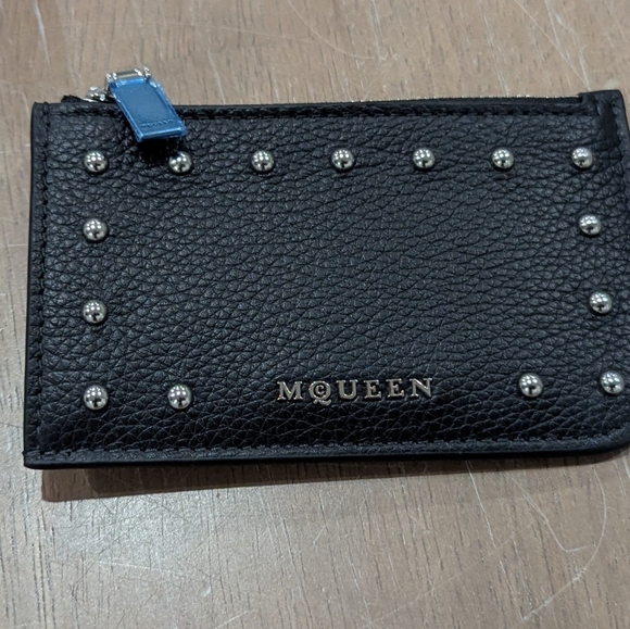 $490 Mens Alexander McQueen Stud Embellished Leather Card...